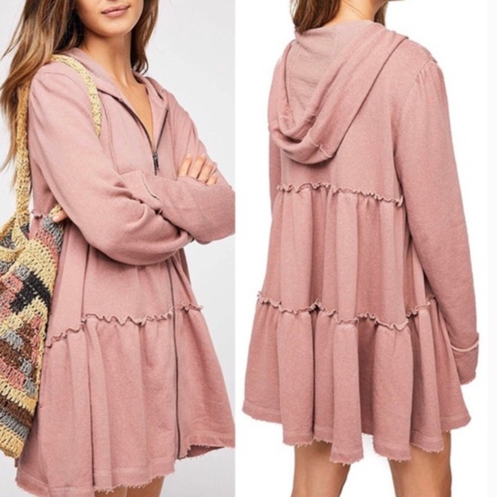 Free People tiered trapeze hoodie sweatshirt